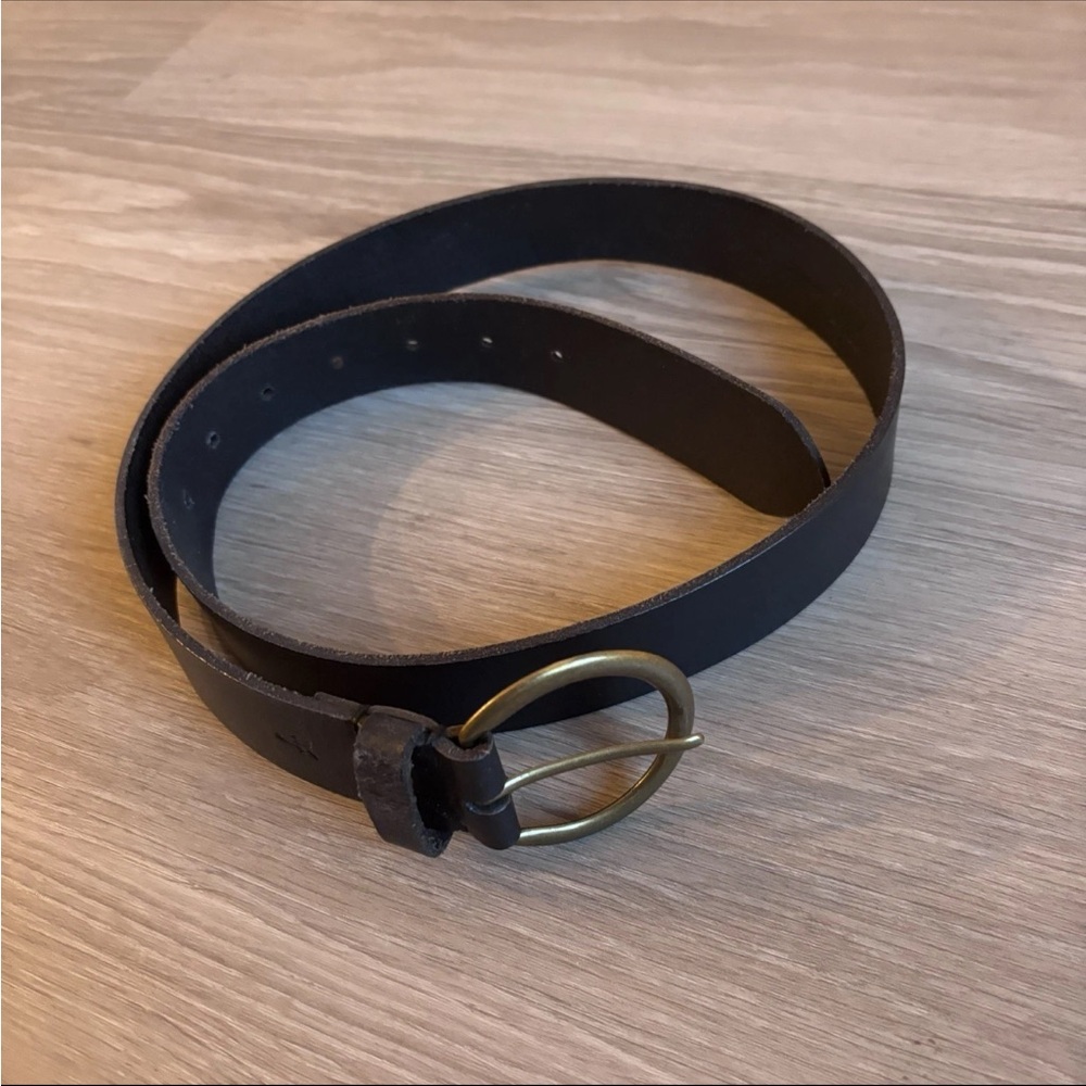 FRYE Black Leather Belt  Size Medium - Picture 2 of 5